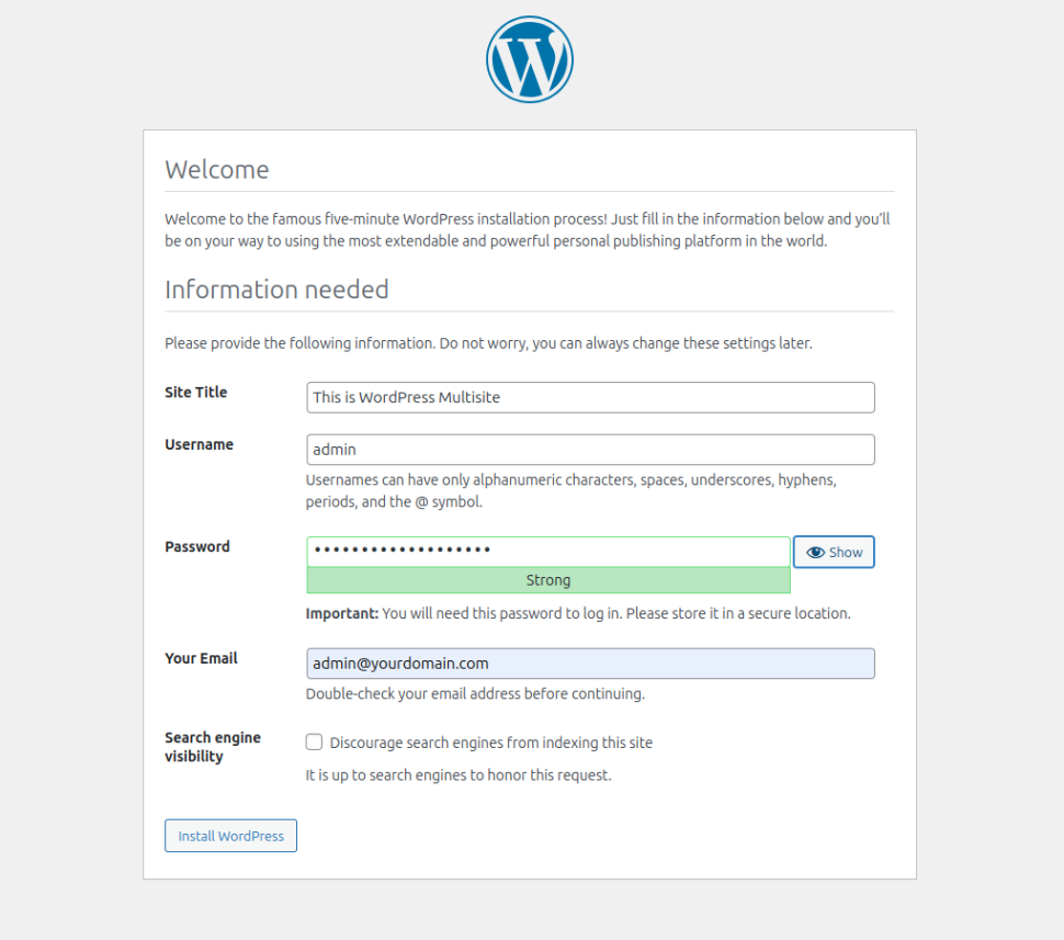 WordPress Password Set Up