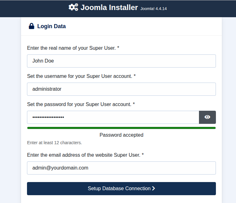 Joomla installer on Ubuntu 24.04