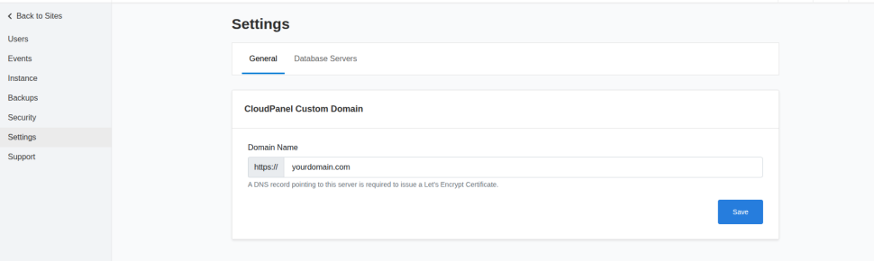 Install CloudPanel on Debian 12 Settings